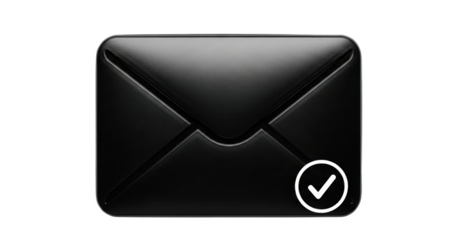 Isolated completed email, checked notification message design for online business icon