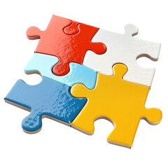 Obraz premium Colorful puzzle pieces connected together on a black studio background