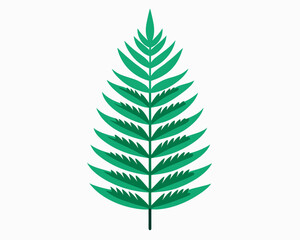 Stylized green fern frond with a white background