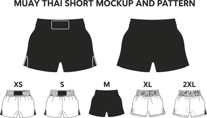 Muay thai shorts vector template boxing shorts design pattern