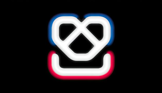 Neon heart symbol, outlined in red, blue, and white