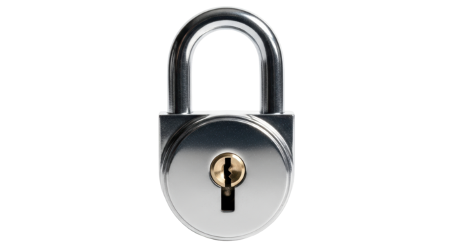 Isolated silver padlock shines in a professional stock photo, for security and protection themes