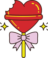 Heart lollipop with bow cute candy sweet treat valentine icon