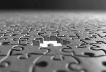 Gray puzzle with missing piece