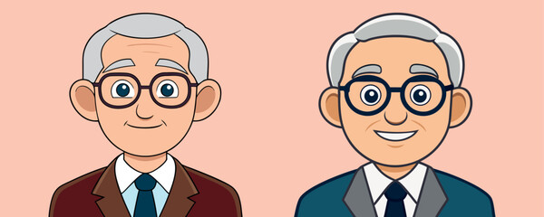 Elderly Man Avatar Cartoon – Senior, Old, Male, Character, Portrait, Face, Flat, Cartoon, Vector, Grandpa, Illustration, Icon, Headshot, Digital, People, Gentleman, Smiling, Design


