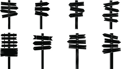 Wooden signpost vector collection direction signs graphic