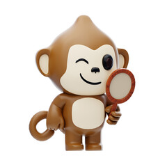 Naklejka premium Monkey Looking In The Mirror 3D Character Illustration.