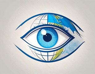 Blue eye with a world map within
