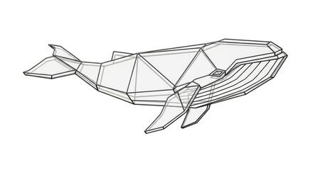 Isolated geometric whale art low poly vector illustration drawing marine animal sea life © Ines
