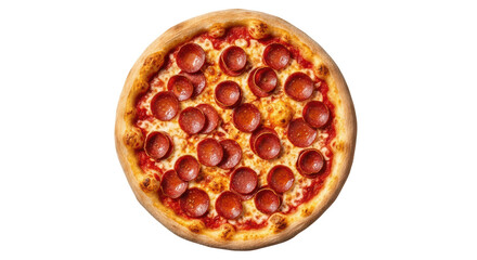 Isolated pepperoni pizza with savory toppings, delicious and tempting comfort food treat
