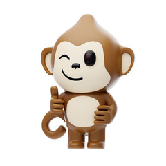 Monkey Shows Thumbs Up 3D Character Illustration.