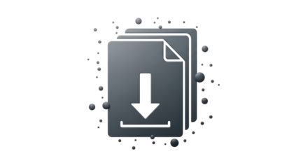 Isolated file stack with download arrow, illustration of data transfer concept design symbol