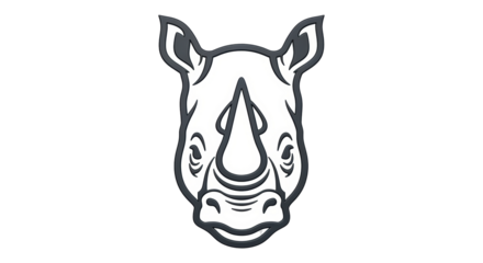 Isolated African rhinoceros head, endangered animal, mammal, wildlife, outline art. Vector
