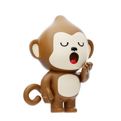 Monkey Yawns 3D Character Illustration.