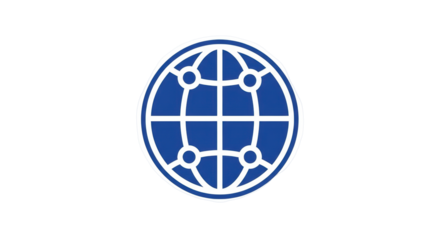 Isolated blue world wide web symbol, icon represents internet connectivity, global network