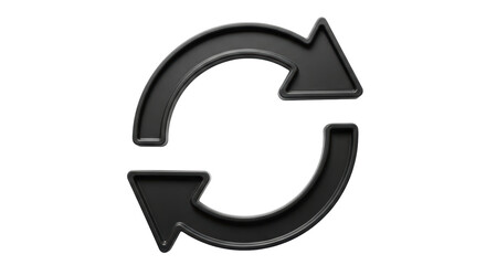 Isolated arrows rotating in circle, restart symbol, refresh cycle, looping icon or shape