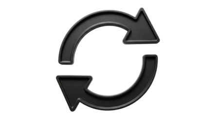 Isolated arrows rotating in circle, restart symbol, refresh cycle, looping icon or shape