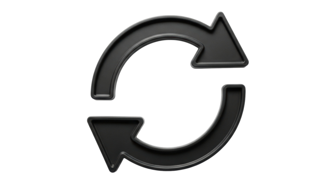 Isolated arrows rotating in circle, restart symbol, refresh cycle, looping icon or shape