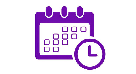 Isolated Appointment reminder with calendar and time clock shows scheduled events time