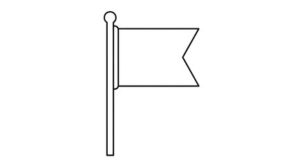 Isolated banner flag on pole, classic shape, sign or symbol, waving, plain and simple