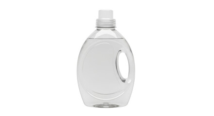 Isolated clear liquid plastic bottle container for household chemicals or soap dispenser