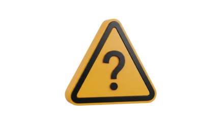 Isolated question mark in yellow warning sign, doubt concept, solution needed, question mark