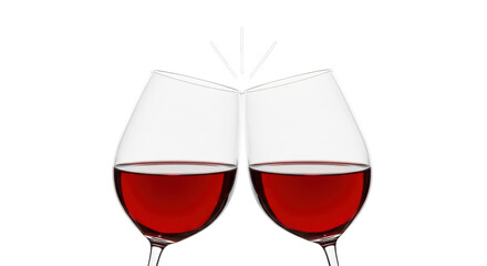 Isolated wine glasses toasting, red wine celebration, winery occasion, social drinking