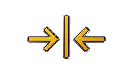 Isolated illustration depicting squeezing inwards between two arrows and a line between them