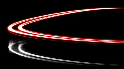 Two concentric, glowing red and white rings, creating a circular, light-trail effect against a black background