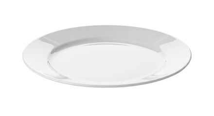 Isolated white ceramic dinner plate for food serving, blank porcelain tableware dish