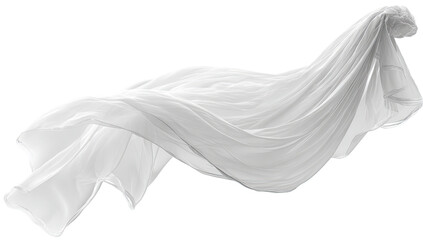 White fabric flowing in the air