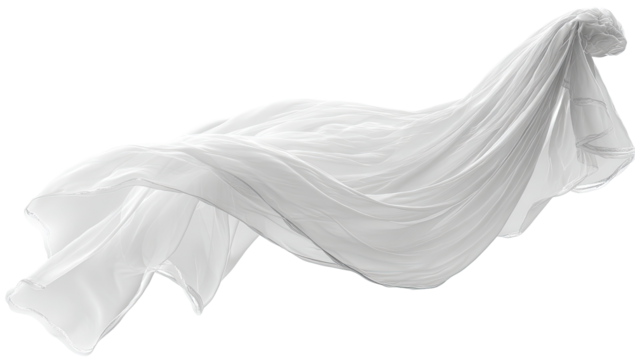 White fabric flowing in the air