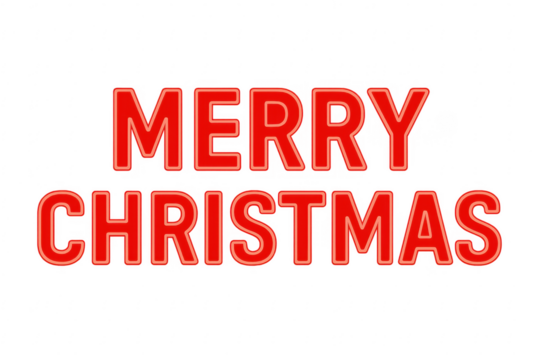 Merry christmas red lettering with transparent background for holiday greetings