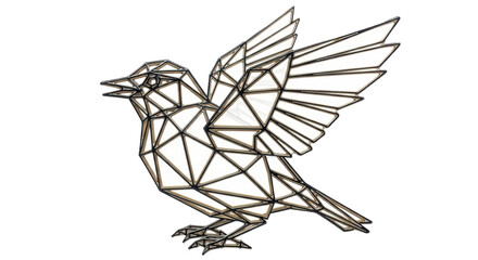 Isolated geometric bird sculpture art, modern origami polygonal mosaic graphic illustration
