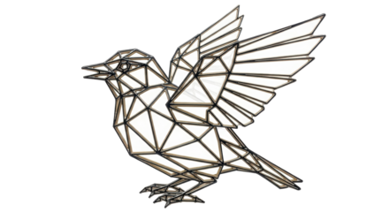 Isolated geometric bird sculpture art, modern origami polygonal mosaic graphic illustration
