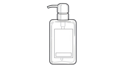 Isolated rectangular pump bottle of liquid soap or lotion for personal hygiene purposes
