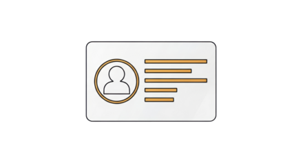 Isolated identification card with contact and profile information, user identity card icon