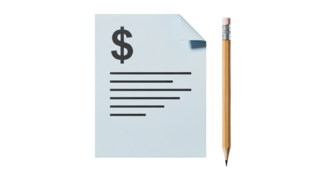 Isolated expense report with pencil for accounting financial planning and budget management