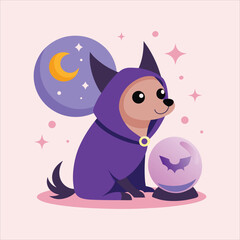 Cute Wizard Dog with Crystal Ball
