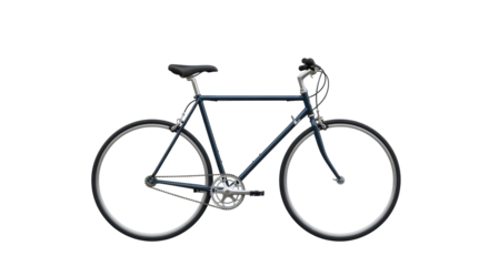 Isolated bicycle image of a fixed gear bike, studio shot of cycling vehicle with simple style