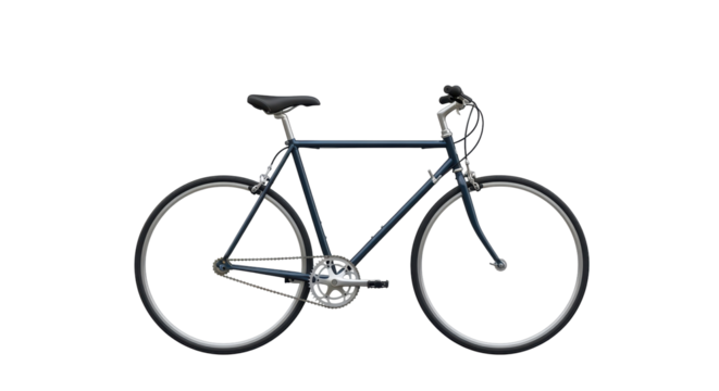 Isolated bicycle image of a fixed gear bike, studio shot of cycling vehicle with simple style