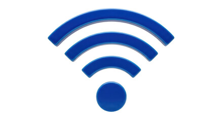 Isolated blue wi-fi symbol for wireless internet connection networking technology access