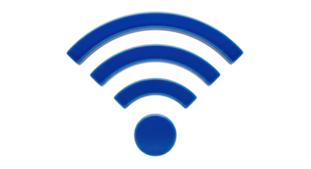 Isolated blue wi-fi symbol for wireless internet connection networking technology access