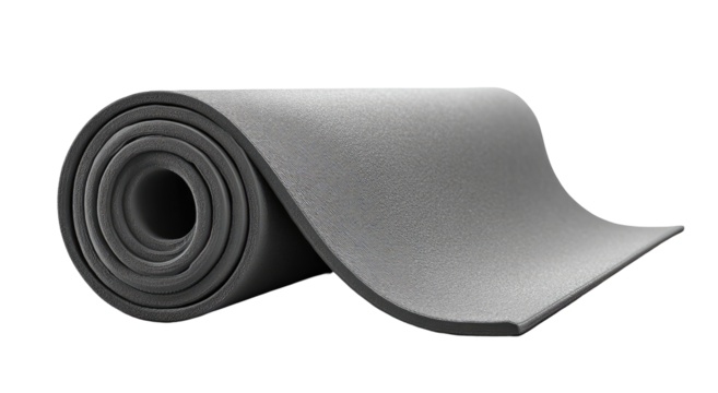 Rolled gray exercise mat