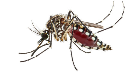 Isolated Aedes Aegypti mosquito, dangerous insect carrying dengue fever, Zika virus