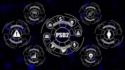 Fototapeta premium P S D2 payment services directive concept with icons for finance technology and security PSD2