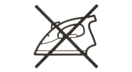 Isolated clothing care sign forbidding ironing fabric, garment, and textiles items