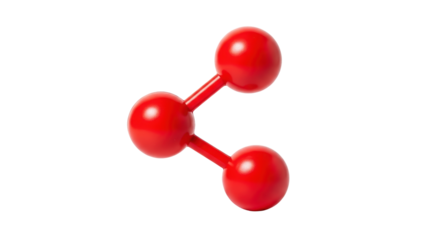 Isolated molecule model with three red spheres showing chemical or scientific structure
