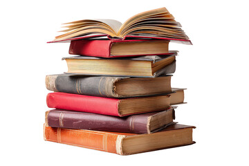 Naklejka premium Vintage Books Stacked Against Black Background