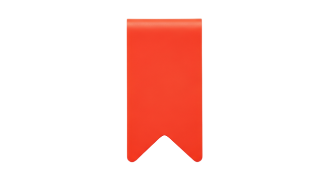 Isolated orange ribbon marker bookmark for page or document in simple style, plain, solid